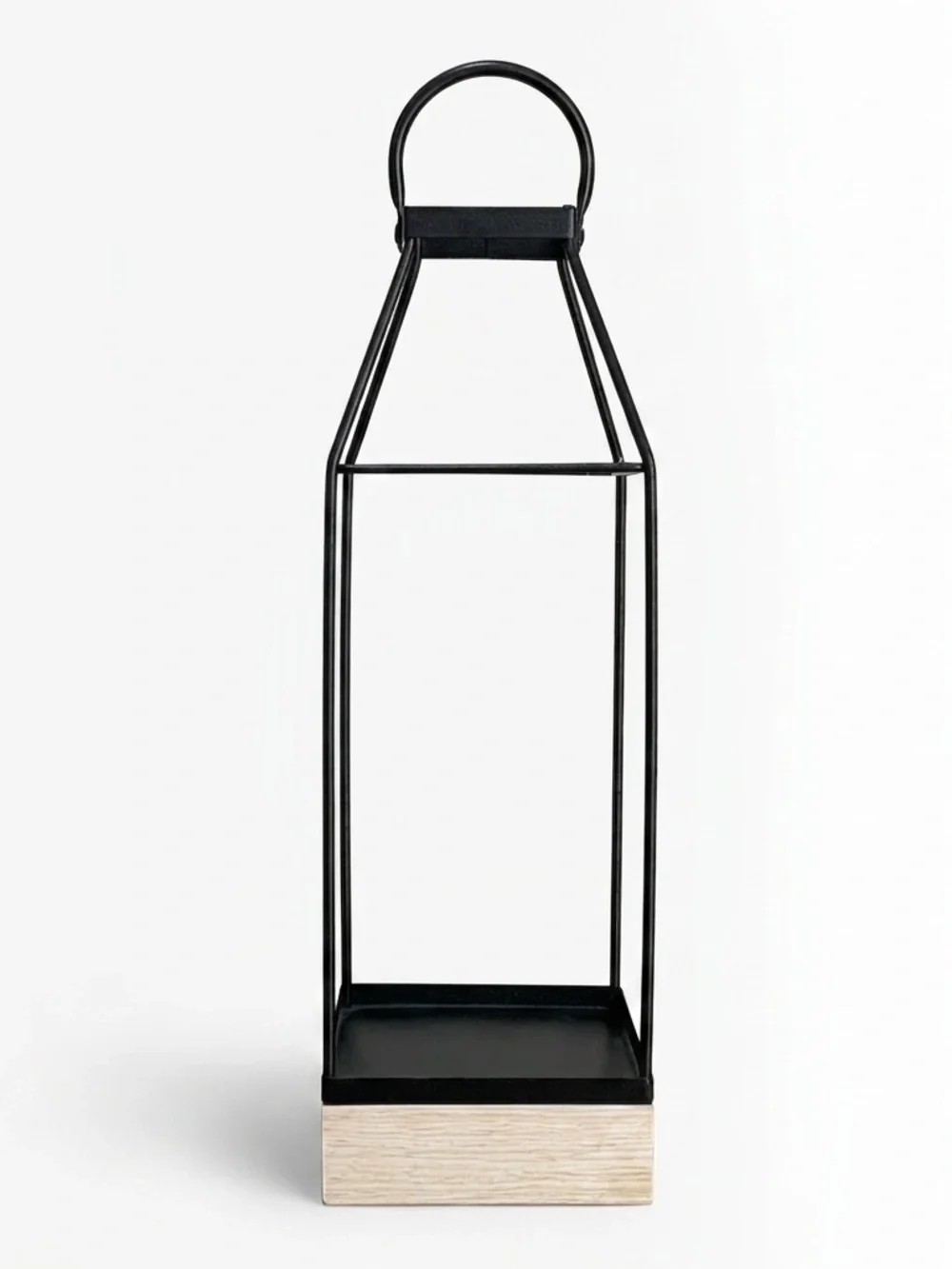 Black Lantern With Wooden Base
